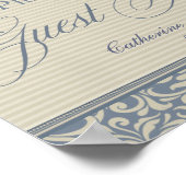Elegante blauwe en beige gastboek signage poster (Hoek)