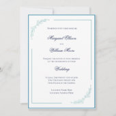 Elegante blauwe en Blauwgroen bloesems bruiloft Kaart (Voorkant)