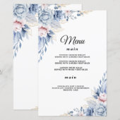 Elegante Blauwe en Blush Bloemige Trouwdag (Voorkant / Achterkant)