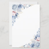 Elegante Blauwe en Blush Bloemige Trouwdag (Achterkant)