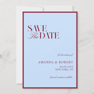 Elegante Blauwe en Bourgondische Huwelijk met Oude Save The Date