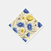 Elegante blauwe en gele bloemen servet (Hoek)