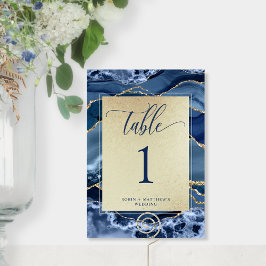 Elegante blauwe en gouden agaat kristallen tafelnu kaart