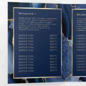 Elegante Blauwe en Gouden Agaat Trifold Brochure Drieluik Kaart (Binnenzijde eerst)