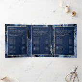 Elegante Blauwe en Gouden Agaat Trifold Brochure Drieluik Kaart (Binnen)