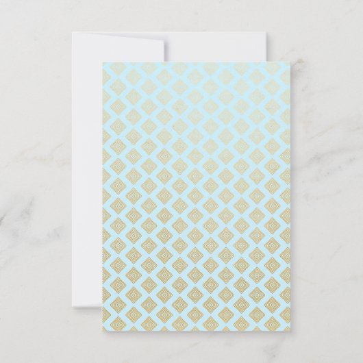 Elegante Blauwe en Gouden Baby Uitnodiging (Achterkant)