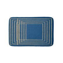 Elegante blauwe en gouden badmat