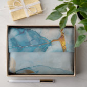 Elegante blauwe en gouden blad weefsel decoupage tissuepapier (Geschenk)