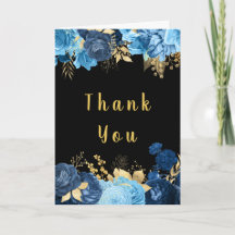 Elegante Blauwe en Gouden Bloemen Hanukkah Feest