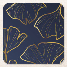 Elegante Blauwe en Gouden Bloemen