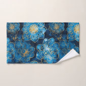 Elegante Blauwe en Gouden Bloemen - Stijlvolle Bot Bad Handdoek (Handdoek)