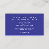 Elegante Blauwe en Gouden Bloemen Visitekaartjes (Achterkant)