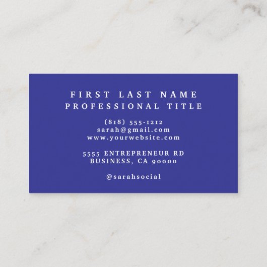 Elegante Blauwe en Gouden Bloemen Visitekaartjes (Achterkant)