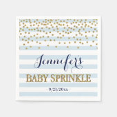 Elegante Blauwe en Gouden Confetti Baby Boy Sprink Servet (Voorkant)