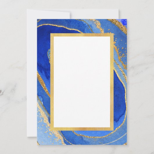 Elegante blauwe en gouden geode | doop kaart (Achterkant)