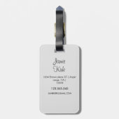 Elegante Blauwe en Gouden Glitter Monogrammed Naam Bagagelabel (Achterkant verticaal)