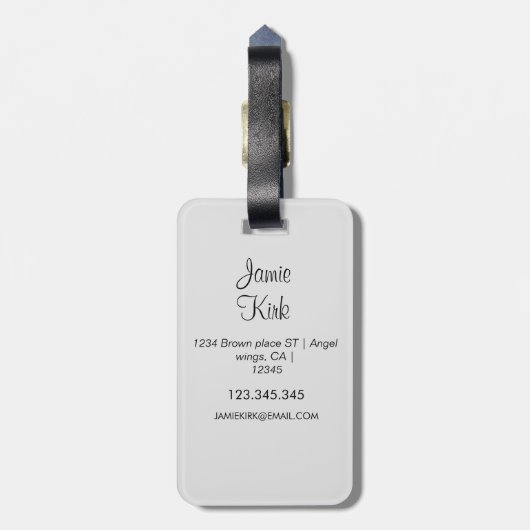 Elegante Blauwe en Gouden Glitter Monogrammed Naam Bagagelabel (Achterkant verticaal)