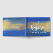 Elegante Blauwe en Gouden Jongensdoop Gastenboek (Volledig)