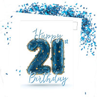Elegante Blauwe en Gouden Juweel-Tint 21e Verjaard