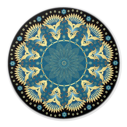 Elegante blauwe en gouden kast knoppen (Voorkant)