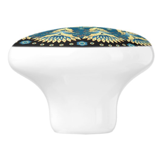 Elegante blauwe en gouden kast knoppen (Zijkant)