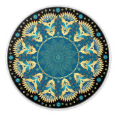 Elegante blauwe en gouden kast knoppen (Voorkant)