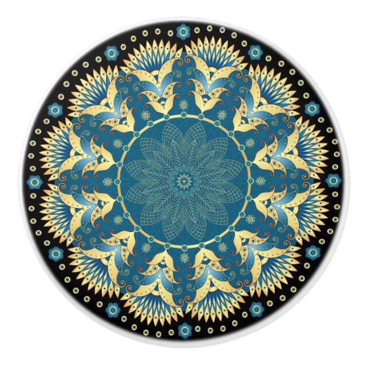 Elegante blauwe en gouden kast knoppen (Voorkant)