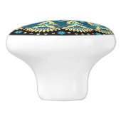 Elegante blauwe en gouden kast knoppen (Zijkant)