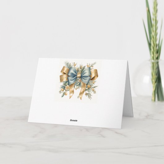 Elegante blauwe en gouden kerstversiering kaart (Achterkant)