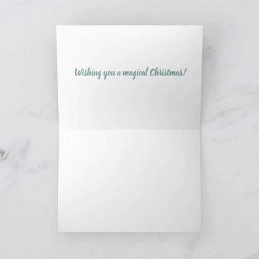 Elegante blauwe en gouden kerstversiering kaart (Binnen)