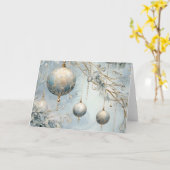 Elegante blauwe en gouden kerstversiering kaart (Gele Bloem)