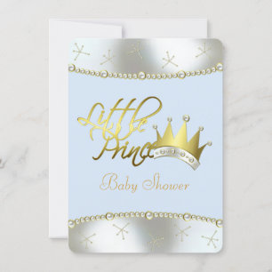 Elegante Blauwe en Gouden Kleine Prins Babyshower Kaart
