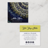 Elegante blauwe en gouden Mandala Art Yoga Instruc Vierkante Visitekaartje (Voorkant / Achterkant)