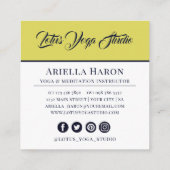 Elegante blauwe en gouden Mandala Art Yoga Instruc Vierkante Visitekaartje (Achterkant)