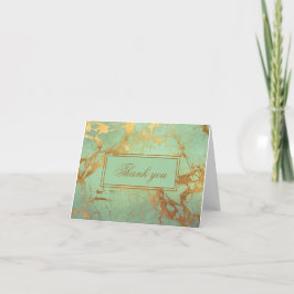 Elegante Blauwe en Gouden Marmeren Bedankkaart