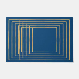 Elegante blauwe en gouden metalen deurmat