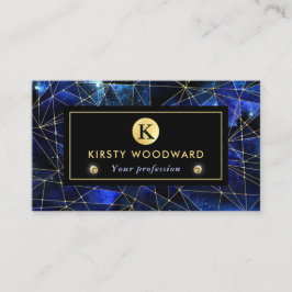 Elegante Blauwe en Gouden Middernacht Kristal Gala Visitekaartje