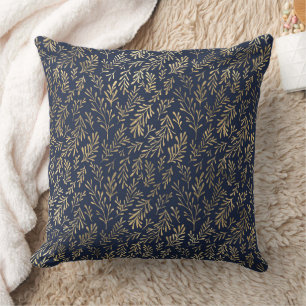 Elegante blauwe en gouden nautische en vintage pat kussen