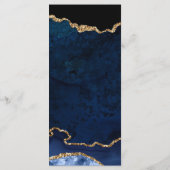 Elegante Blauwe en Gouden Nep Glitter Agate Bruilo Menu (Achterkant)