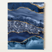Elegante Blauwe en Gouden Oceaan Glitter Agate Planner (Achterkant)