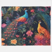 Elegante Blauwe en Gouden Peacock in Kleurrijke Tu Fleece Deken (Voorkant (Horizontaal))