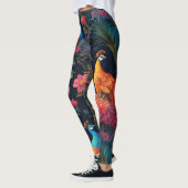 Elegante Blauwe en Gouden Peacock in Kleurrijke Tu Leggings (Links)