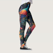 Elegante Blauwe en Gouden Peacock in Kleurrijke Tu Leggings (Rechts)