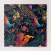 Elegante Blauwe en Gouden Peacock in Kleurrijke Tu Legpuzzel (Horizontaal)