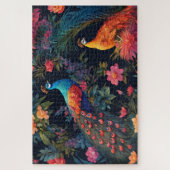 Elegante Blauwe en Gouden Peacock in Kleurrijke Tu Legpuzzel (Verticaal)