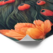 Elegante Blauwe en Gouden Peacock in Kleurrijke Tu Poster (Hoek)