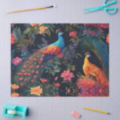 Elegante Blauwe en Gouden Peacock in Kleurrijke Tu Tissuepapier (Craft)