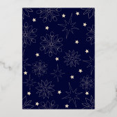 Elegante Blauwe en Gouden Rendier Prettig Kerstfee Folie Feestdagenkaart (Achterkant)