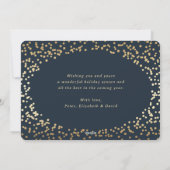 Elegante Blauwe en Gouden Sneeuw Feestdagenkaart (Achterkant)