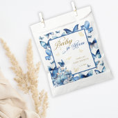 Elegante Blauwe en Gouden Vlinder Baby in Bloei Bedankzakje